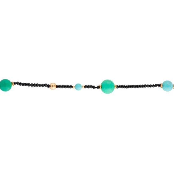 DAVID YURMAN 18K 750 AMAZONITE, CHRYSOPRASE & SPINEL BEAD STRAND NECKLACE